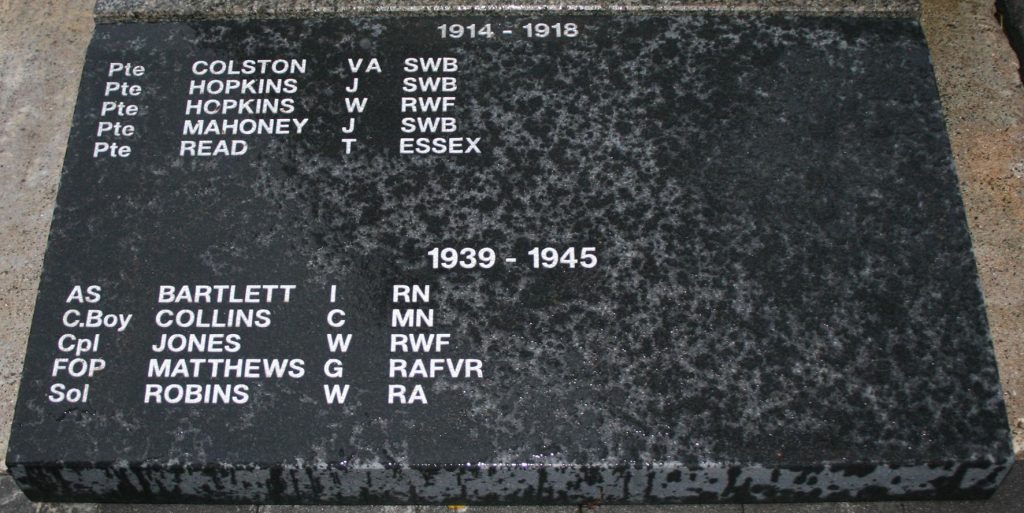 Showing names of those on the memorial